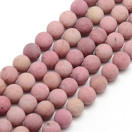 Natural Frosted Rhodonite Round Bead Strands LS-G-M064-4mm-04-1