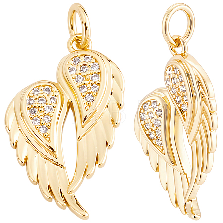 10Pcs Brass Micro Pave Cubic Zirconia Pendants ZIRC-BBC0003-79G-1