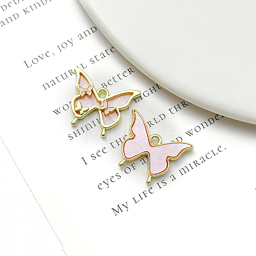 Butterfly Golden Alloy & Resin Pendants PW-WG34E84-08-1