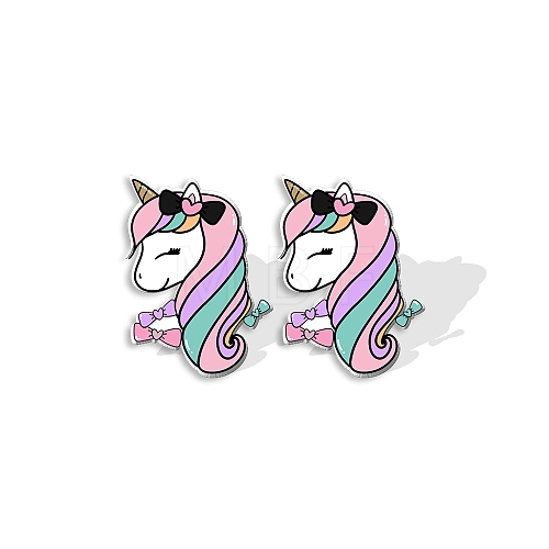 Acrylic Unicorn Stud Earrngs for Women PW-WGBF812-01-1