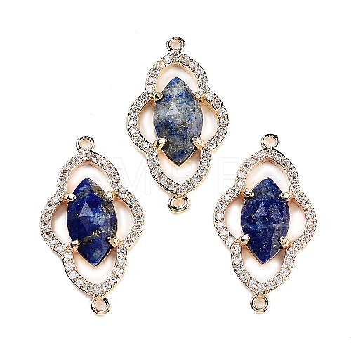 Natural Lapis Lazuli Faceted Connector Charms G-B081-01G-03-1