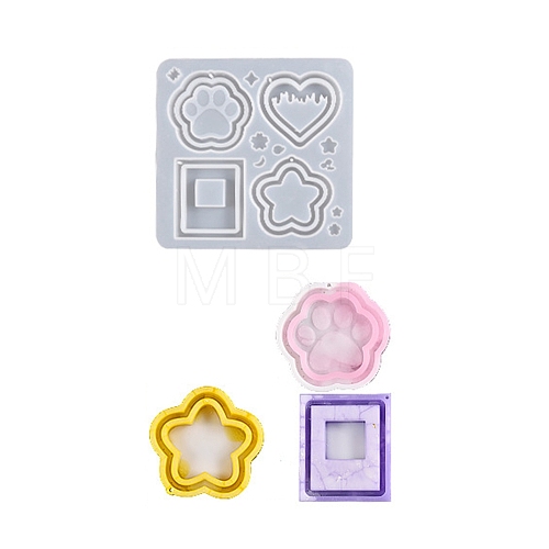 DIY PawPrint & Heart & Star & Rectangle Shaped Pendant Food-grade Silicone Molds X-SIMO-D001-05-1