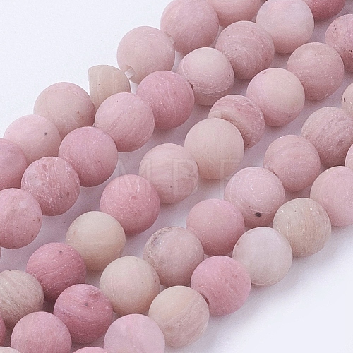 Frosted Natural Rhodonite Round Bead Strands G-G735-09F-4mm-1