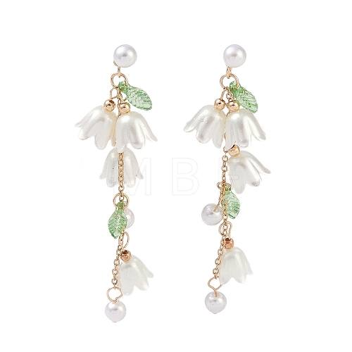 Flower Plastic Imitation Pearl Dangle Stud Earrings PW23031771066-1