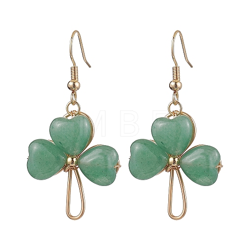 Natural Green Aventurine Pendants Dangle Earrings EJEW-JF02785-01-1