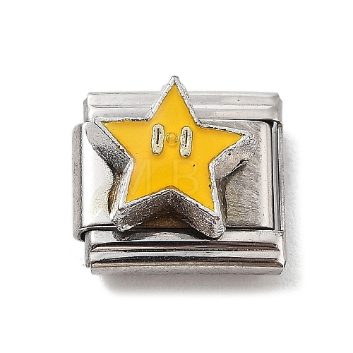 Star 304 Stainless Steel Enamel Connector Charms STAS-L023-003E-1