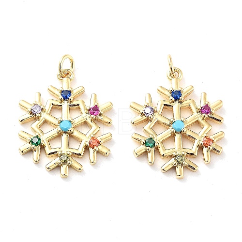 Rack Plating Brass Micro Pave Colorful Grade AAA Cubic Zirconia Pendants X-KK-M280-05G-1