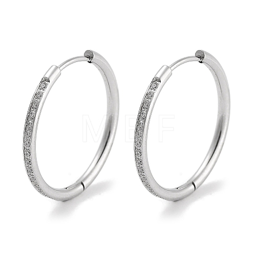 304 Stainless Steel Micro Pave Clear Cubic Zirconia Huggie Hoop Earrings EJEW-C096-01H-P-1