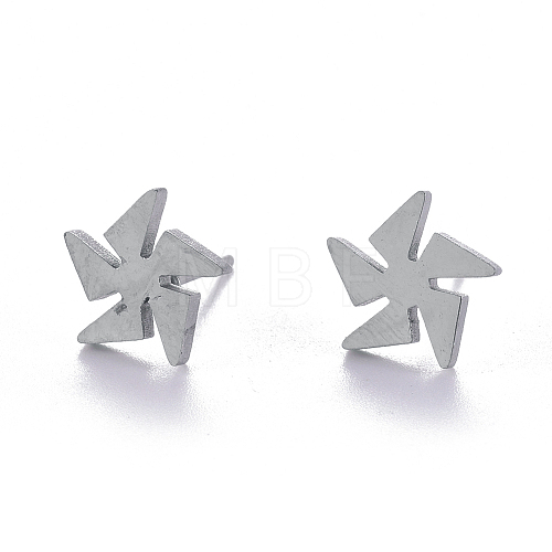 Unisex 304 Stainless Steel Stud Earrings EJEW-E254-03P-1