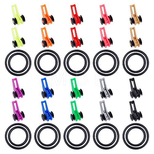 50 Sets 10 Colors Plastic & Silicone O-Rings Fishing Rod Pole Hook Keeper Sets FIND-FH0003-26-1