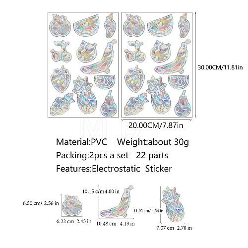 2Pcs Rainbow Prism Electrostatic Window Stickers PW-WGE6689-05-1