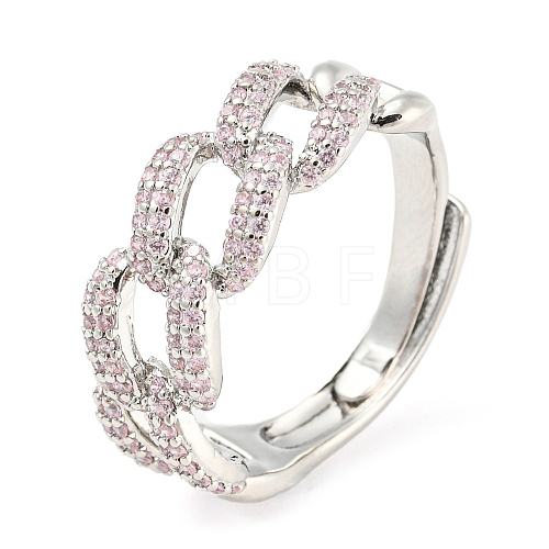 Curb Chains Shape Cubic Zirconia Adjustable Rings RJEW-Q781-05P-01-1