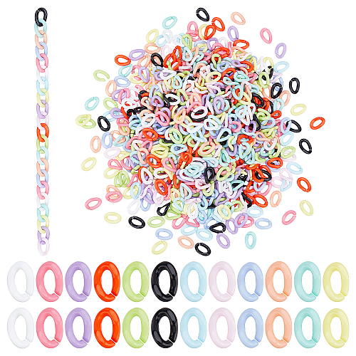   960Pcs 12 Color Opaque Acrylic Linking Rings OACR-PH0001-81-1