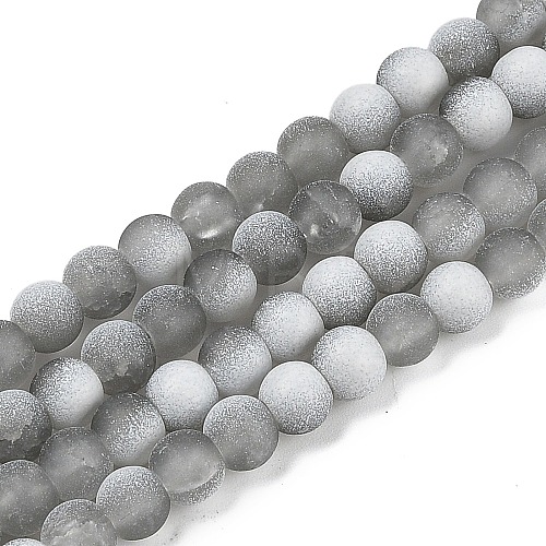 Frosted Crackle Glass Beads Strands GLAA-U001-8mm-M06-1