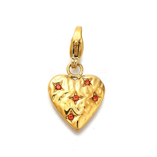 Heart 304 Stainless Steel Rhinestones Pendant Decorations STAS-R159-50G-06-1