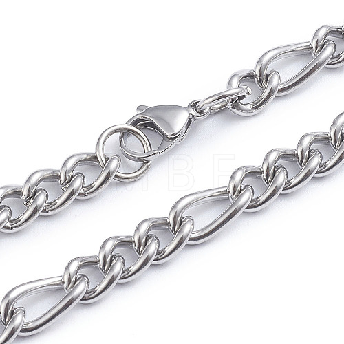 Unisex 304 Stainless Steel Figaro Chain Necklaces NJEW-L173-004-P-1