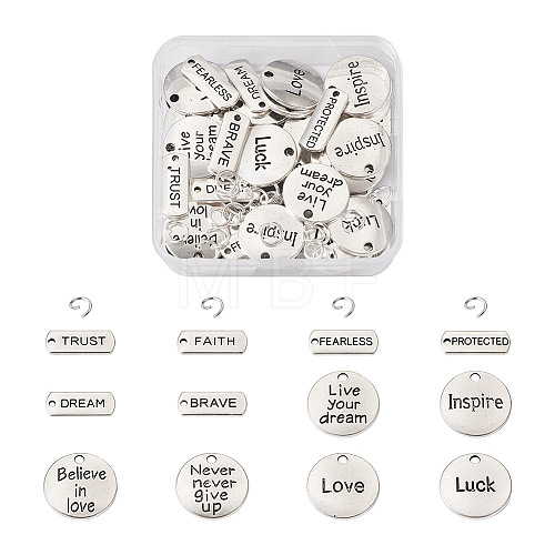 72Pcs 12 Style Tibetan Style Alloy Pendants with 100Pcs Iron Jump Rings FIND-PJ0001-19-1