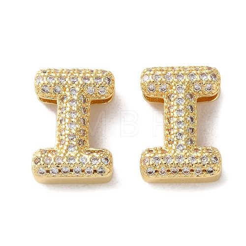 Rack Plating Brass Micro Pave Cubic Zirconia Slide Charms KK-C084-34G-I-1