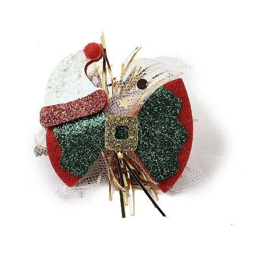 Christmas Theme Glitter Felt Fabric Alligator Hair Clip PHAR-U002-01D-1