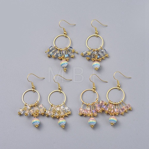 Electroplate Glass Beads Dangle Earrings EJEW-JE03558-M-1