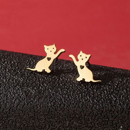 Stainless Steel Small Animal Stud Earrings for Women PW-WG5B49B-05-1