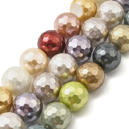 Faceted Round Shell Pearl Beads Strands BSHE-XCP0001-24A-02-1