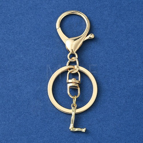 Alloy Initial Letter Charm Keychains KEYC-YW00006-12-1