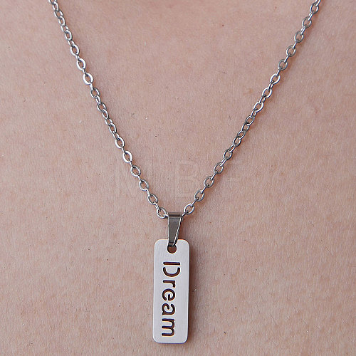 201 Stainless Steel Word Dream Pendant Necklace NJEW-OY001-51-1