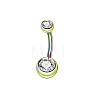 304 Stainless Steel Clear Cubic Zirconia 15 Gauge Round Belly Button Rings WGFD174-01-1