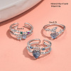 3Pcs Heart & Flower Alloy Rhinestone Cuff Rings FS-WGDF7E1-04-2