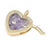 Brass Micro Pave Clear Cubic Zirconia Pendants KK-C251-07G-03-2