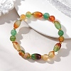 Dyed & Heated Natural Peacock Agate Rice & Round Beads Stretch Bracelets for Women Men BJEW-JB13443-1