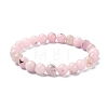 Natural Cherry Blossom Jasper Round Beaded Stretch Bracelets BJEW-TA00279-1