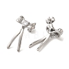 304 Stainless Steel Bowknot Stud Earrings EJEW-C113-01P-2