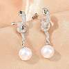 Snake Brass Micro Pave Cubic Zirconia Stud Earrings EJEW-K249-13P-1
