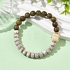 Natural Moon and Star Xingyue Bodhi & Wood & Brass Spacer Beads Beaded Stretch Bracelets for Women BJEW-TA00749-2