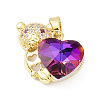 Real 18K Gold Plated Rack Plating Brass Micro Pave Cubic Zirconia Pendants KK-G466-05G-2