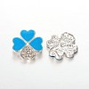 Silver Color Plated Alloy Enamel Clover Beads ENAM-J537-06S-1