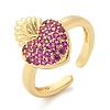 Sacred Heart Brass Micro Pave Cubic Zirconia Cuff Rings for Women RJEW-B117-01G-03-4