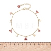 Mixed Gemstone Chip & 201 Stainless Steel Heart Tassel Anklets AJEW-AN00787-5