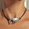 Boho Alloy Teardrop OT Clasps Pendant Imitation Leather Cord Necklaces WG6C0E5-01-1
