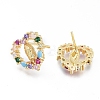 Brass Micro Pave Cubic Zirconia Ear Studs EJEW-G279-02G-01-2