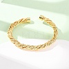 Brass Twisted Rope Open Cuff Bangles KK-CBA3297-11G-1