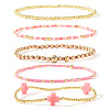 5Pcs 5 Styles Brass & Resin Beads Stretch Bracelets FP8271-5-1