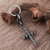 304 Stainless Steel Skull-shape Cross Keychains HC7516-3