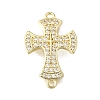 Religion Brass Micro Pave Clear Cubic Zirconia Connector Charms KK-G602-07G-07-1