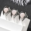 Natural Rose Quartz Wings Adjustable Rings RJEW-K241-04AS-13-2