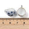 Blue Floral Printed Porcelain Charms with Gold Trim PORC-Z007-06A-3