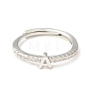 Clear Cubic Zirconia Initial Letter Adjustable Ring RJEW-C052-01P-A-2