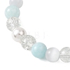 Glass & Shell Pearl & Natural & Dyed White Jade Beaded Stretch Bracelets for Women BJEW-JB12842-4